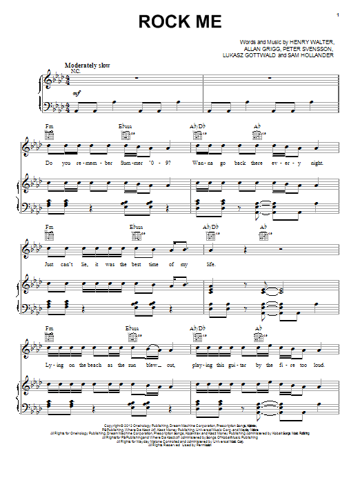One Direction Rock Me sheet music notes and chords arranged for Piano, Vocal & Guitar Chords (Right-Hand Melody)