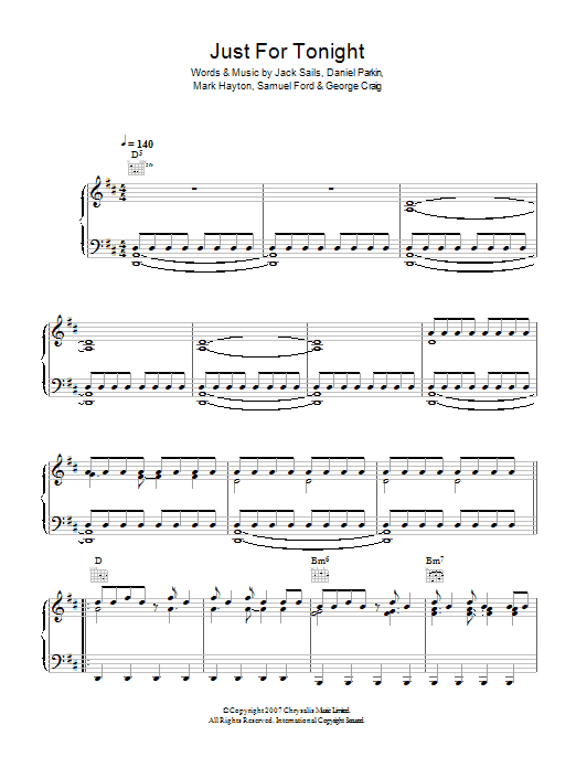 One Night Only Just For Tonight sheet music notes and chords arranged for Guitar Chords/Lyrics