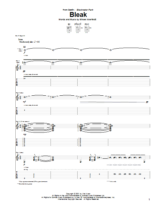 Opeth Bleak sheet music notes and chords arranged for Guitar Tab