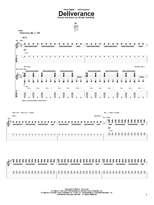 Opeth Deliverance sheet music notes and chords arranged for Guitar Tab