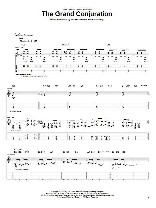 Opeth The Grand Conjuration sheet music notes and chords arranged for Guitar Tab