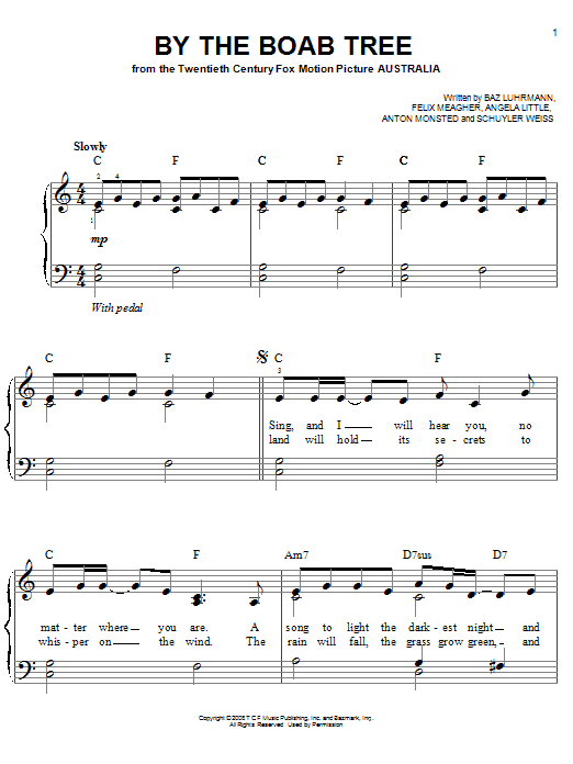 Ophelia Of The Spirits By The Boab Tree sheet music notes and chords arranged for Piano, Vocal & Guitar Chords (Right-Hand Melody)