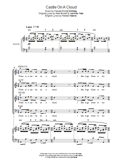 Original Cast Recording Castle On A Cloud (from Les Miserables) sheet music notes and chords arranged for Choir