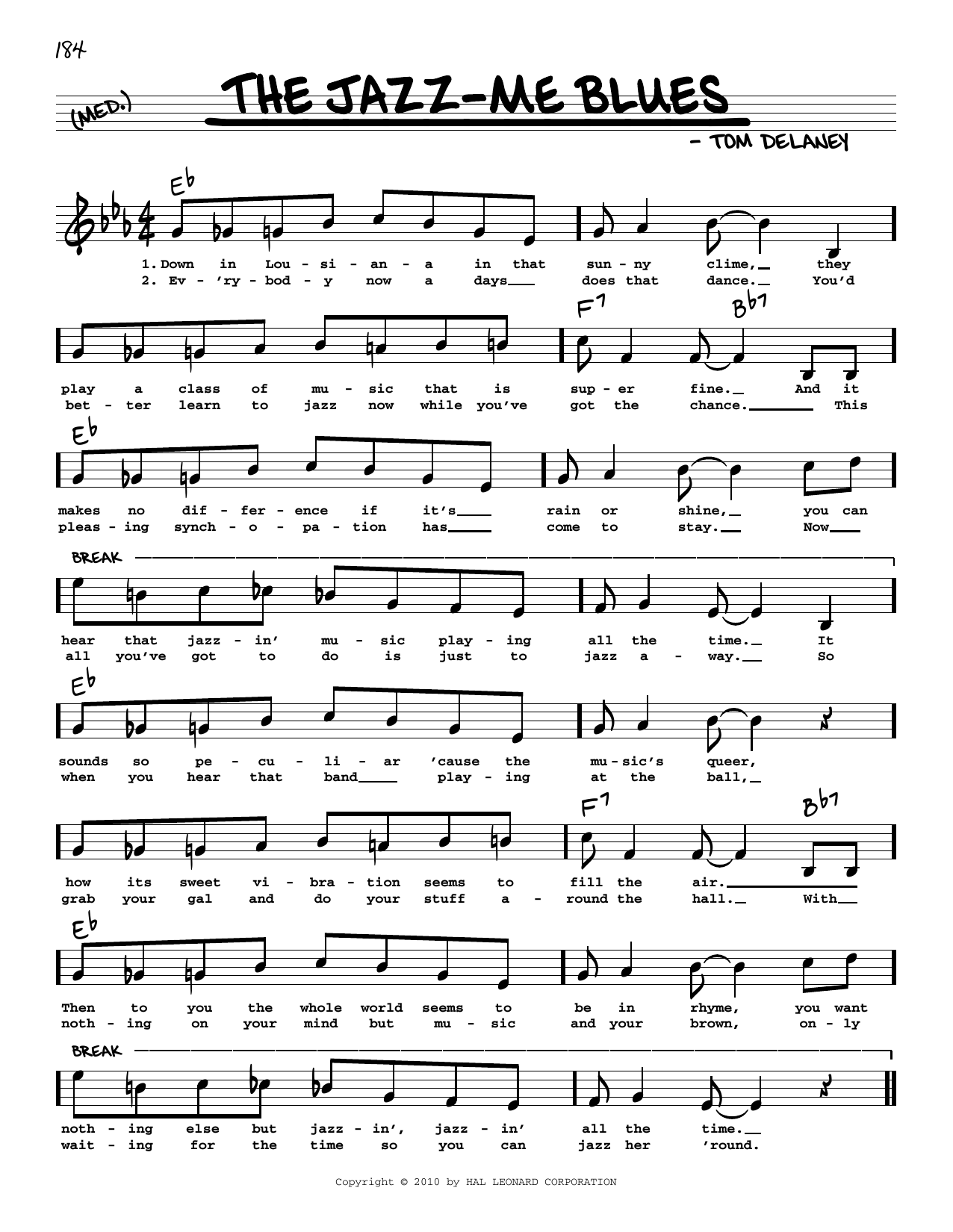 Original Dixieland Jazz Band The Jazz-Me Blues (arr. Robert Rawlins) sheet music notes and chords arranged for Real Book – Melody, Lyrics & Chords