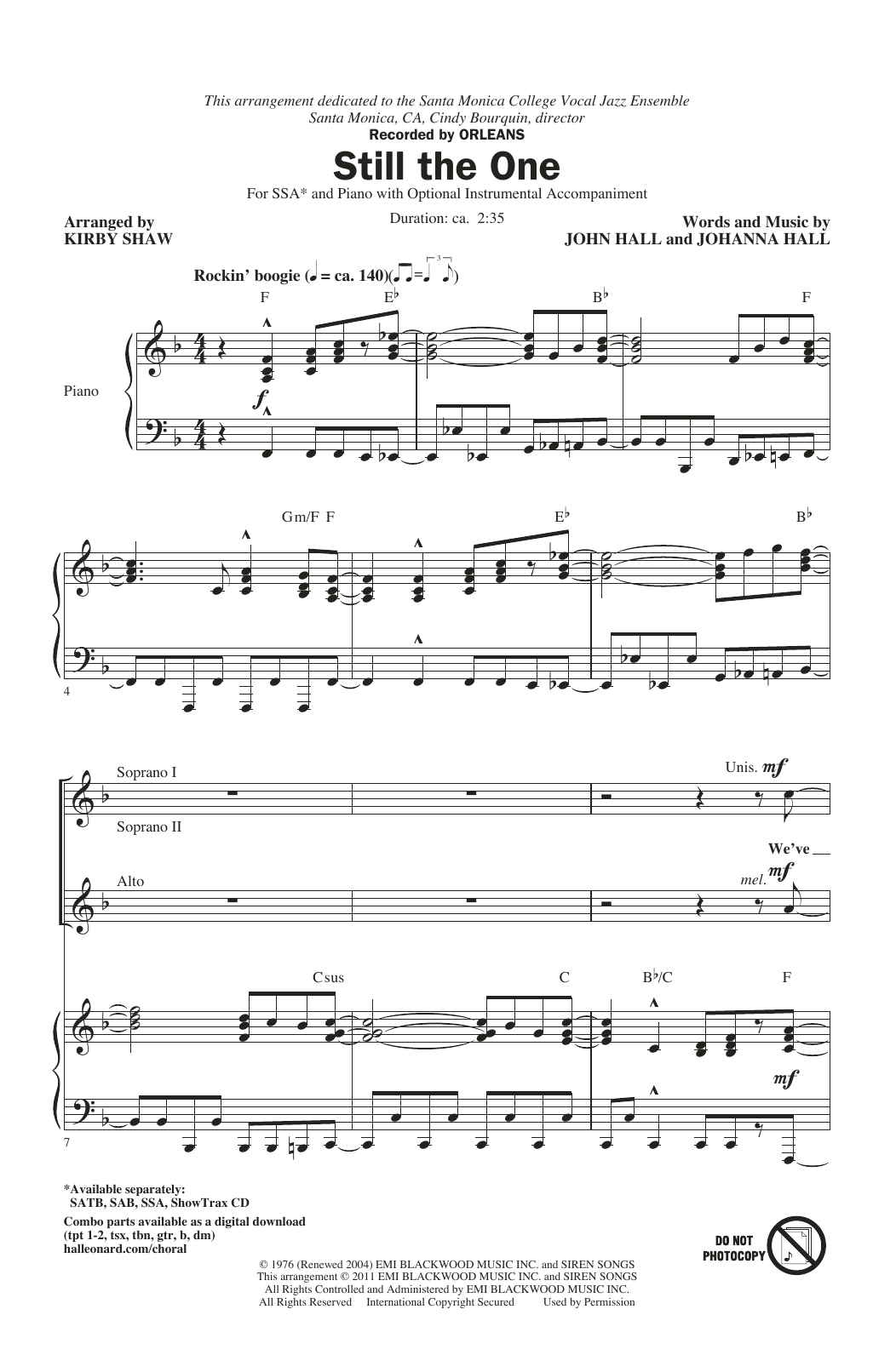 Orleans Still The One (arr. Kirby Shaw) sheet music notes and chords arranged for SATB Choir