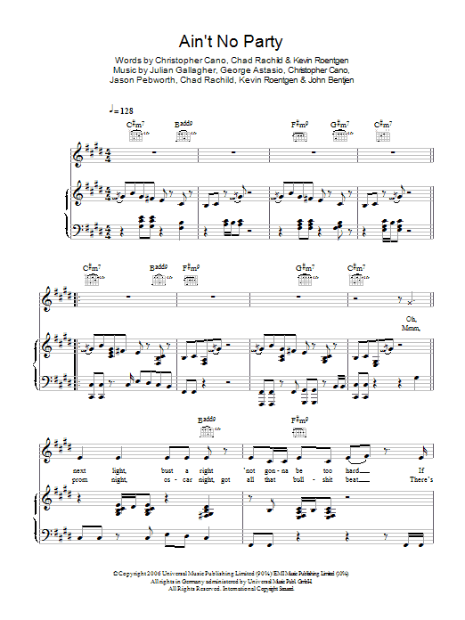 Orson Ain't No Party sheet music notes and chords arranged for Piano, Vocal & Guitar Chords