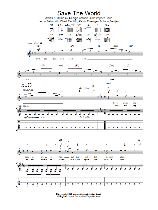Orson Save The World sheet music notes and chords arranged for Guitar Tab