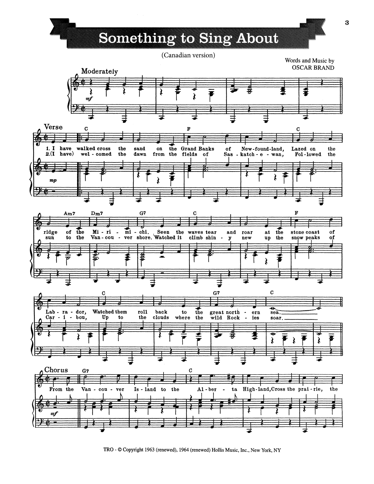 Oscar Brand Something To Sing About sheet music notes and chords arranged for Piano & Vocal