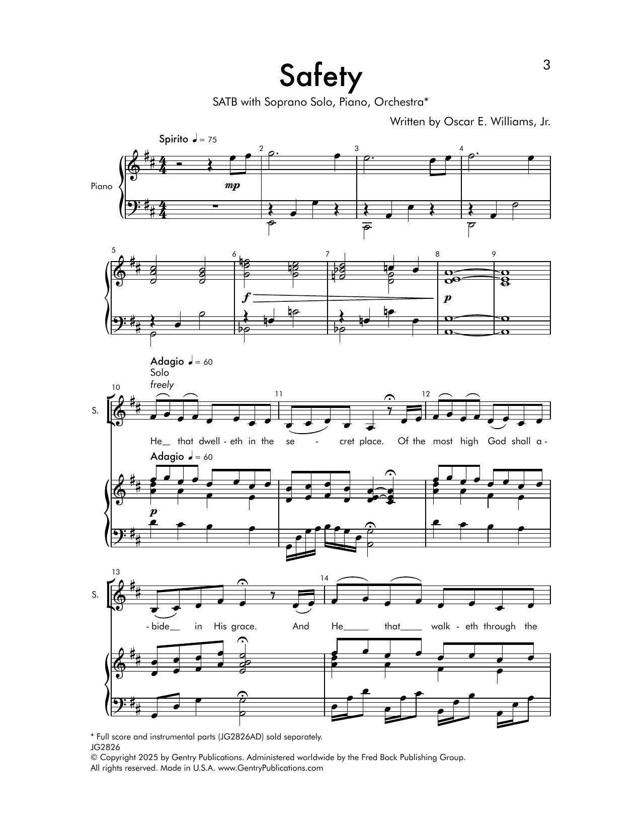 Oscar E. Williams, Jr. Safety sheet music notes and chords arranged for SATB Choir
