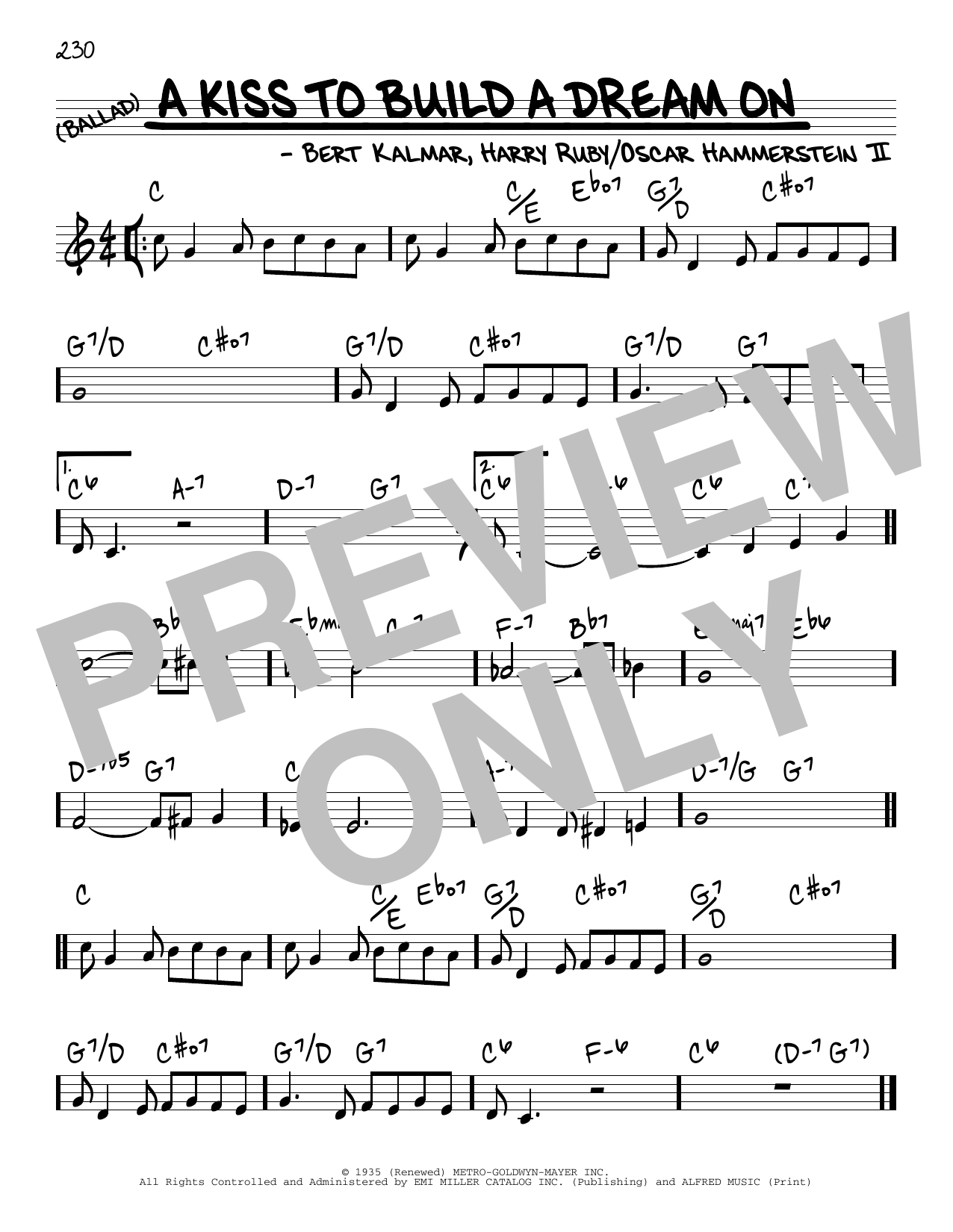 Oscar Hammerstein II A Kiss To Build A Dream On sheet music notes and chords arranged for Real Book – Melody & Chords