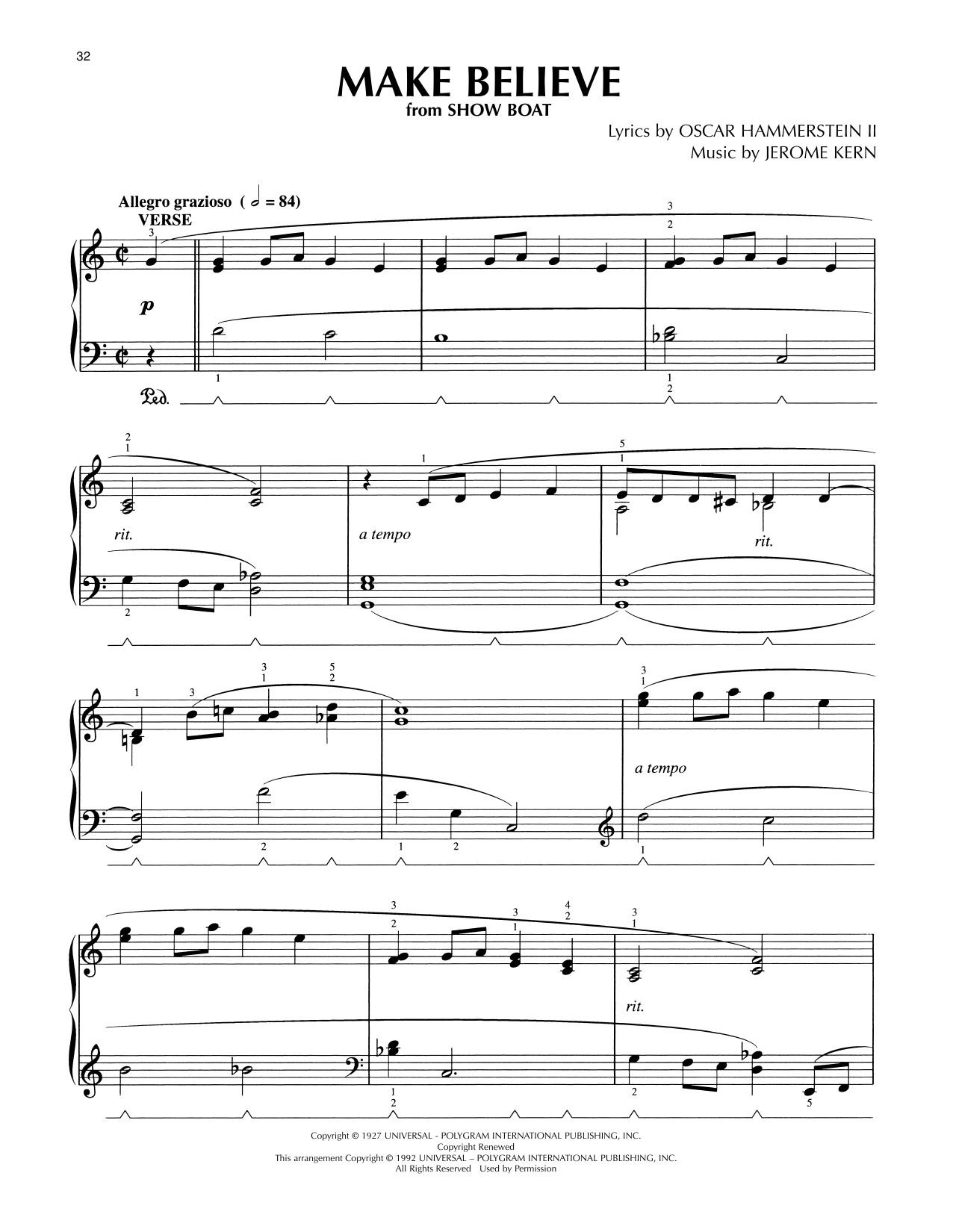 Oscar Hammerstein II & Jerome Kern Make Believe (from Show Boat) (arr. Lee Evans) sheet music notes and chords arranged for Piano Solo