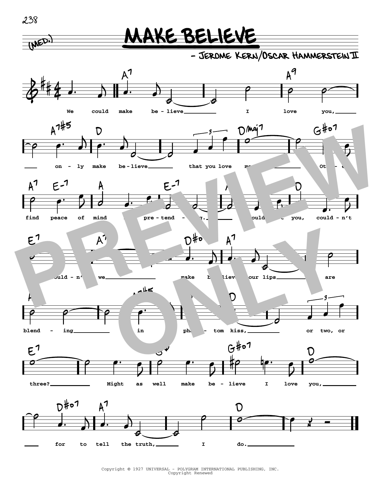 Oscar Hammerstein II & Jerome Kern Make Believe (High Voice) (from Show Boat) sheet music notes and chords arranged for Real Book – Melody, Lyrics & Chords