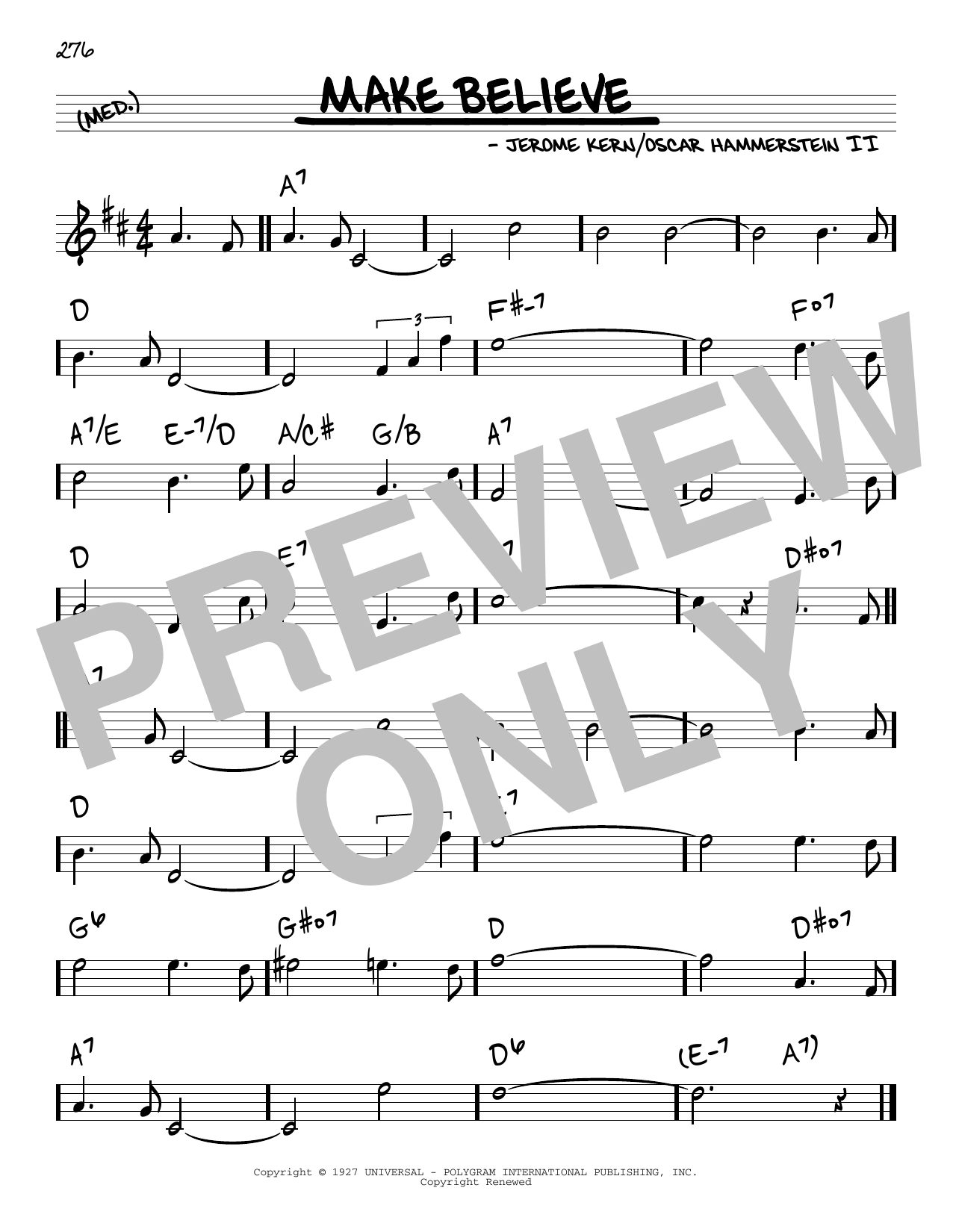Oscar Hammerstein II & Jerome Kern Make Believe sheet music notes and chords arranged for Real Book – Melody & Chords