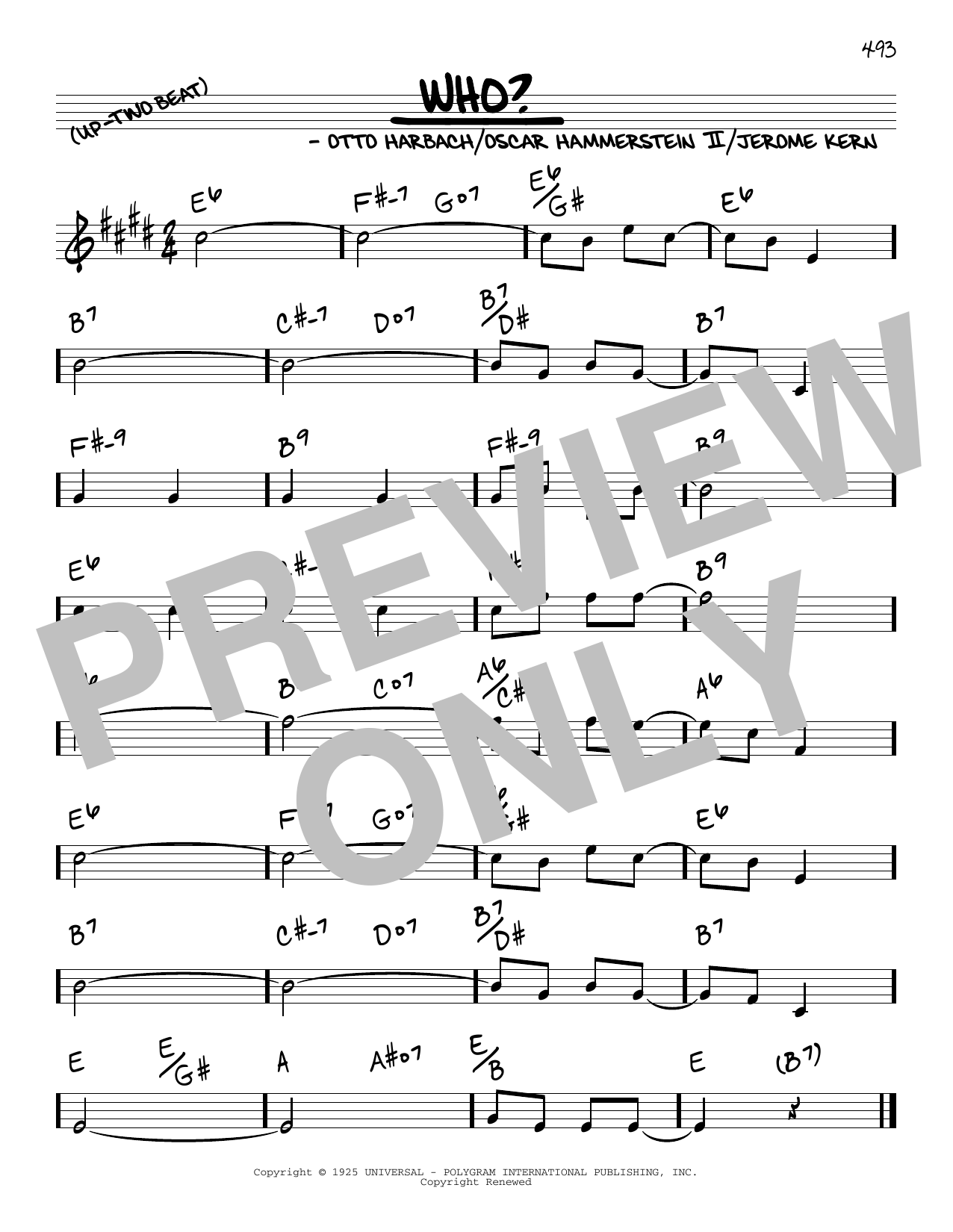 Oscar Hammerstein II & Jerome Kern Who? sheet music notes and chords arranged for Real Book – Melody & Chords