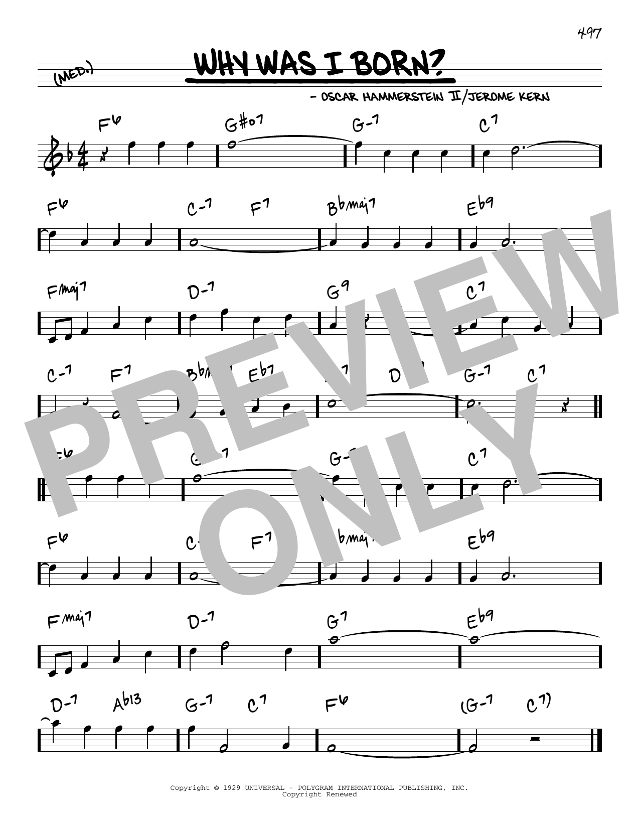 Oscar Hammerstein II & Jerome Kern Why Was I Born? sheet music notes and chords arranged for Real Book – Melody & Chords