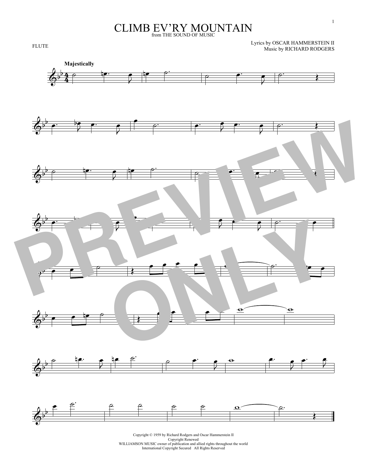 Oscar Hammerstein II Climb Ev'ry Mountain sheet music notes and chords arranged for Clarinet Solo
