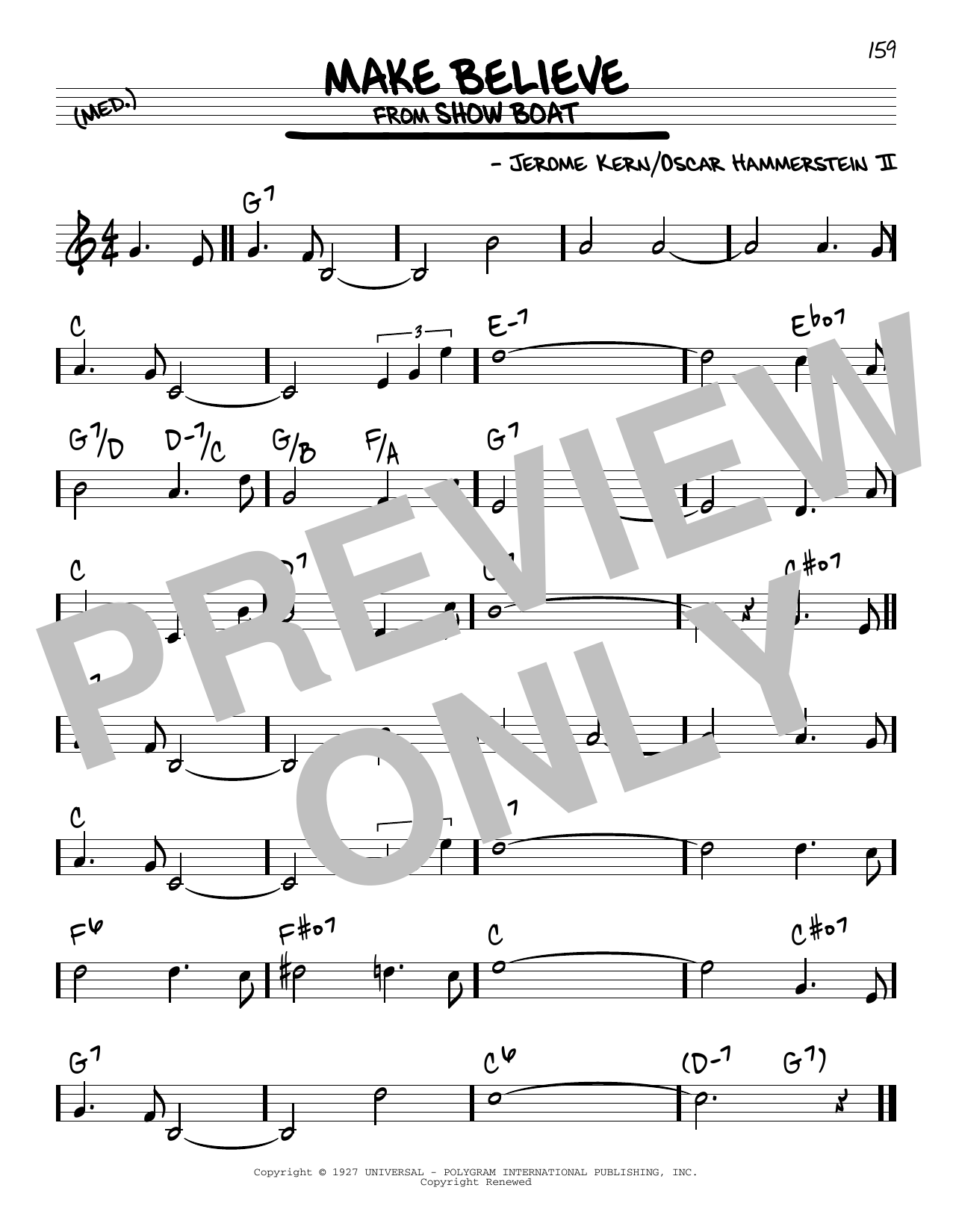 Oscar Hammerstein II Make Believe sheet music notes and chords arranged for Lead Sheet / Fake Book