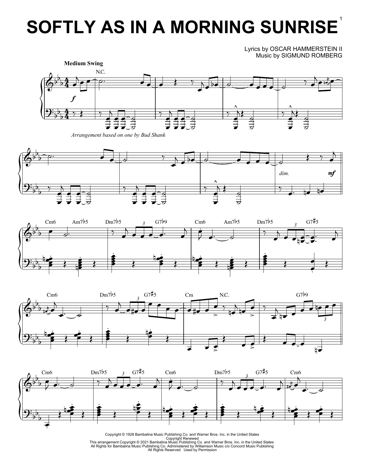 Oscar Hammerstein II Softly As In A Morning Sunrise [Jazz version] (arr. Brent Edstrom) sheet music notes and chords arranged for Piano Solo