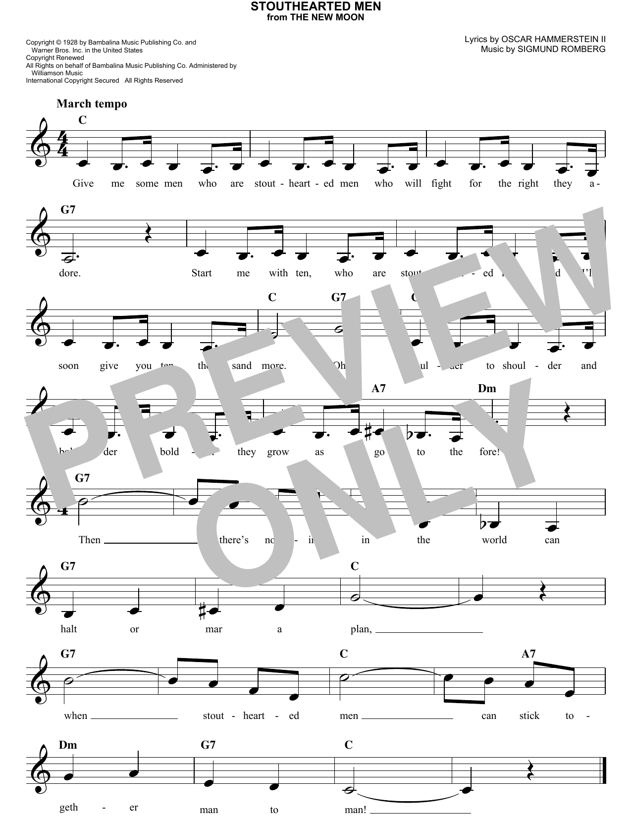 Oscar Hammerstein II Stouthearted Men sheet music notes and chords arranged for Lead Sheet / Fake Book