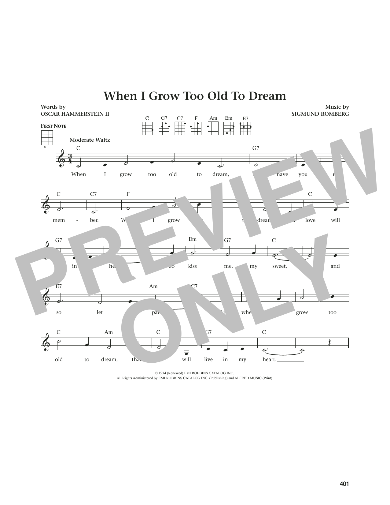 Oscar Hammerstein II When I Grow Too Old To Dream (from The Daily Ukulele) (arr. Jim Beloff) sheet music notes and chords arranged for Ukulele
