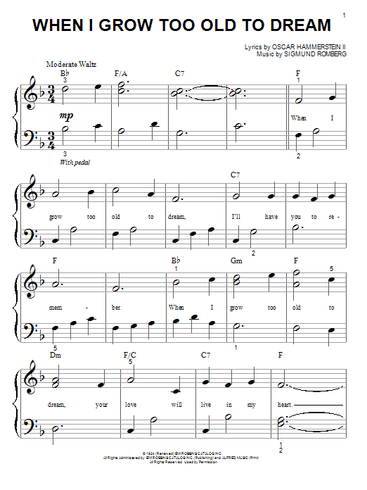 Oscar Hammerstein II When I Grow Too Old To Dream sheet music notes and chords arranged for Lead Sheet / Fake Book