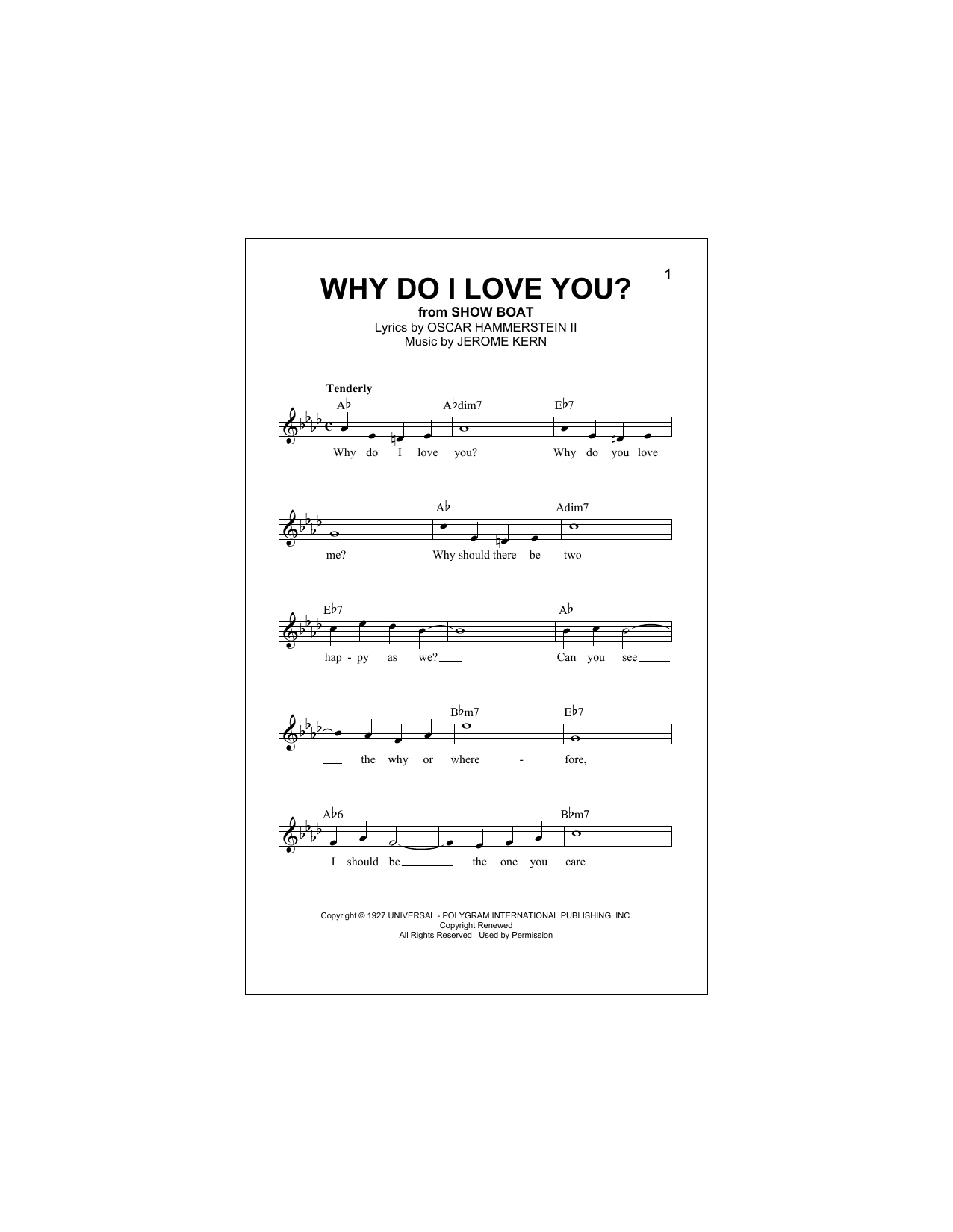 Oscar Hammerstein II Why Do I Love You? sheet music notes and chords arranged for Lead Sheet / Fake Book