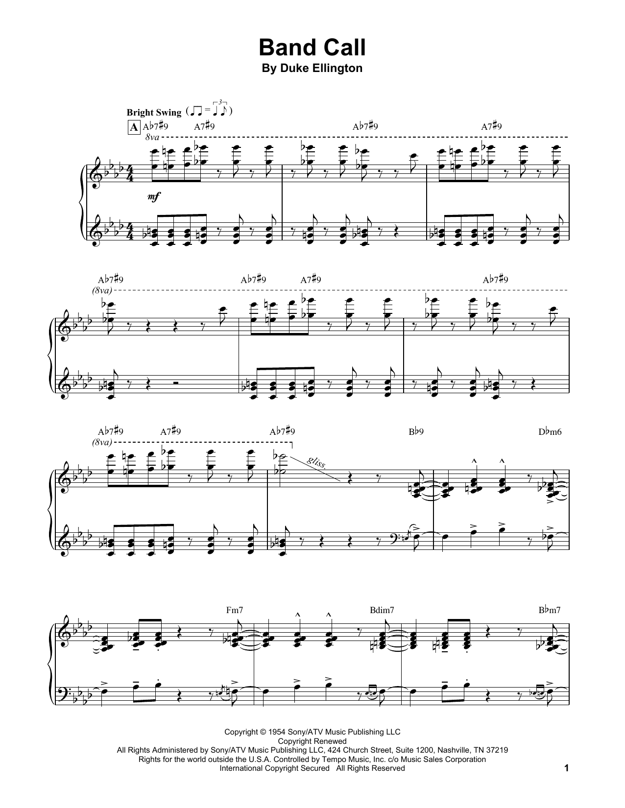 Oscar Peterson Band Call sheet music notes and chords arranged for Piano Transcription