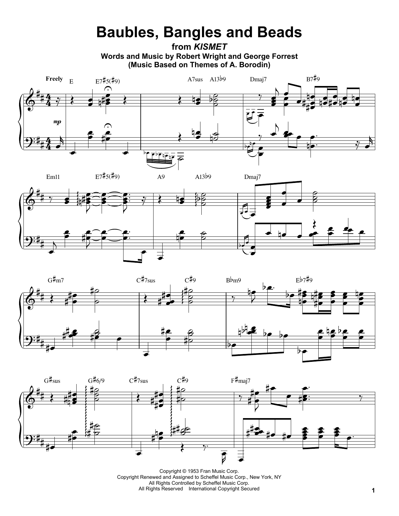 Oscar Peterson Baubles, Bangles And Beads sheet music notes and chords arranged for Piano Transcription