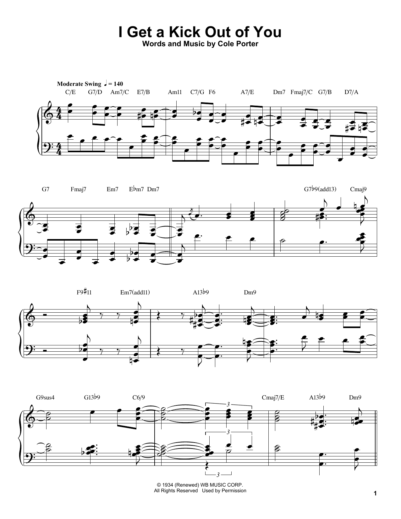 Oscar Peterson I Get A Kick Out Of You sheet music notes and chords arranged for Piano Transcription