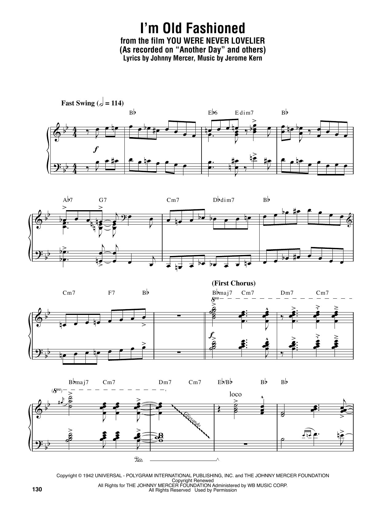 Oscar Peterson I'm Old Fashioned sheet music notes and chords arranged for Piano Transcription