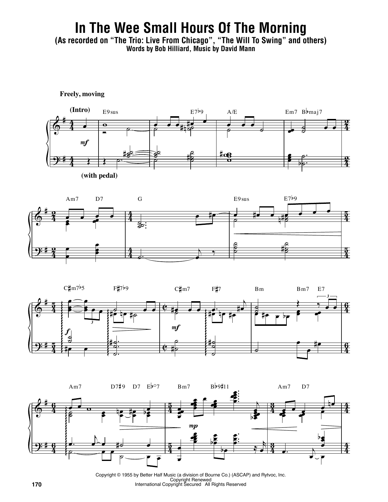 Oscar Peterson In The Wee Small Hours Of The Morning sheet music notes and chords arranged for Piano Transcription