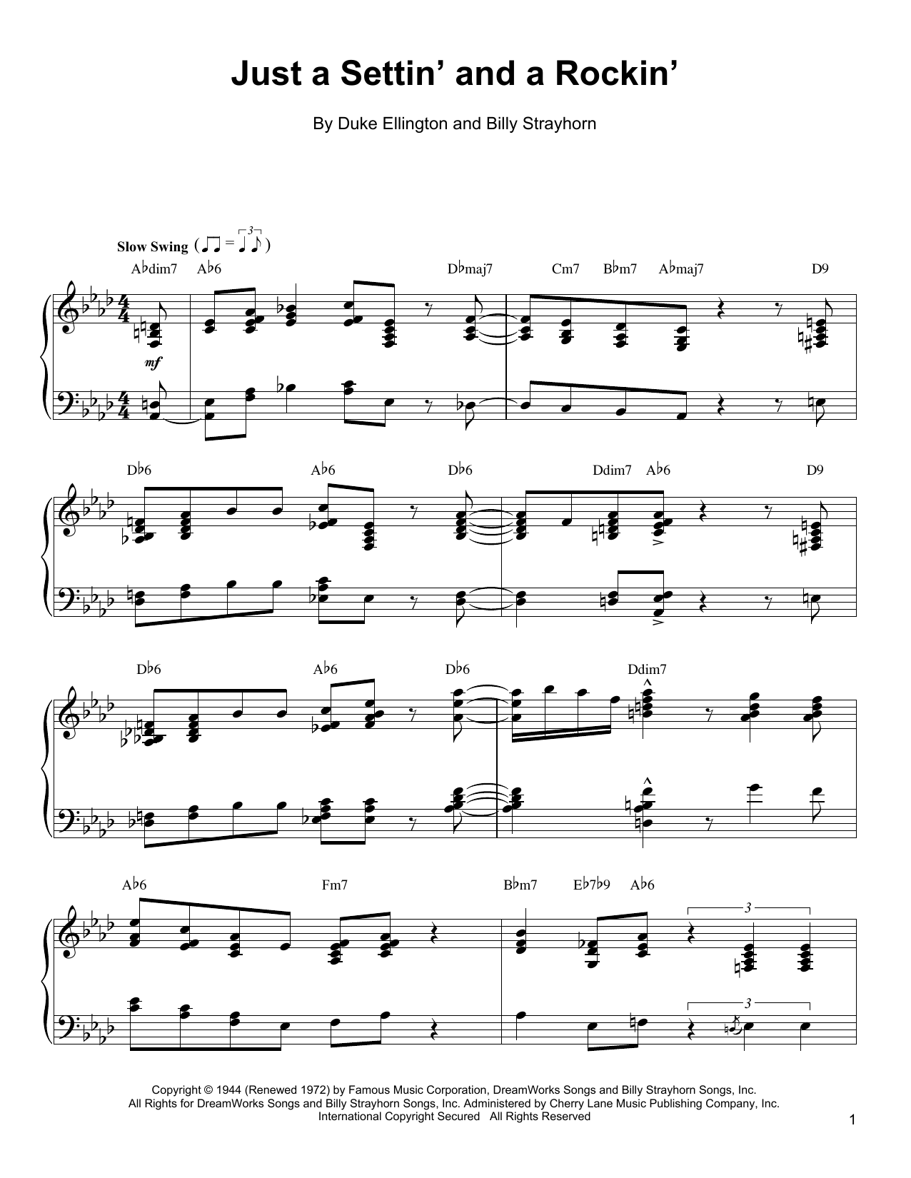 Oscar Peterson Just A Settin' And A Rockin' sheet music notes and chords arranged for Piano Transcription