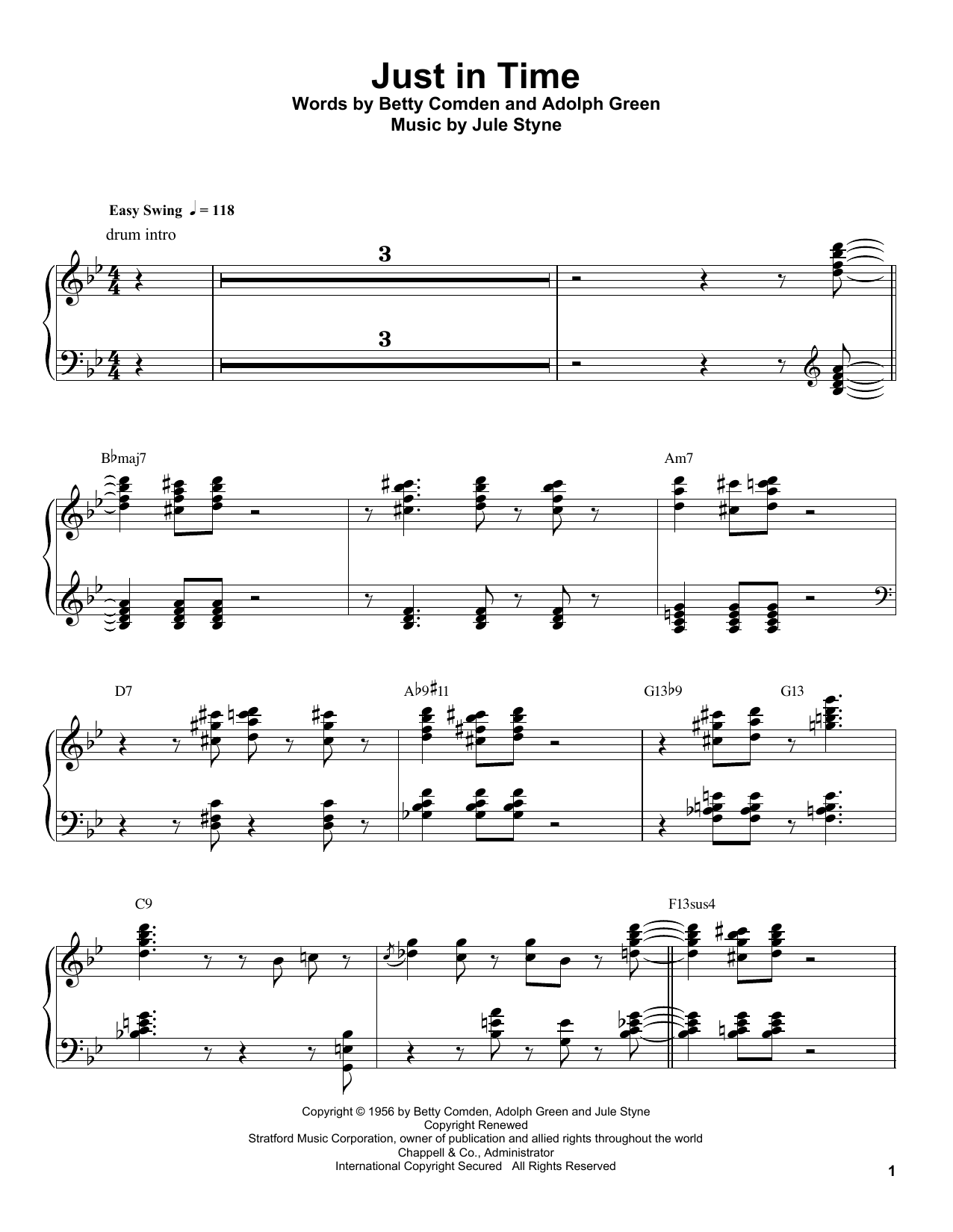 Oscar Peterson Just In Time sheet music notes and chords arranged for Piano Transcription