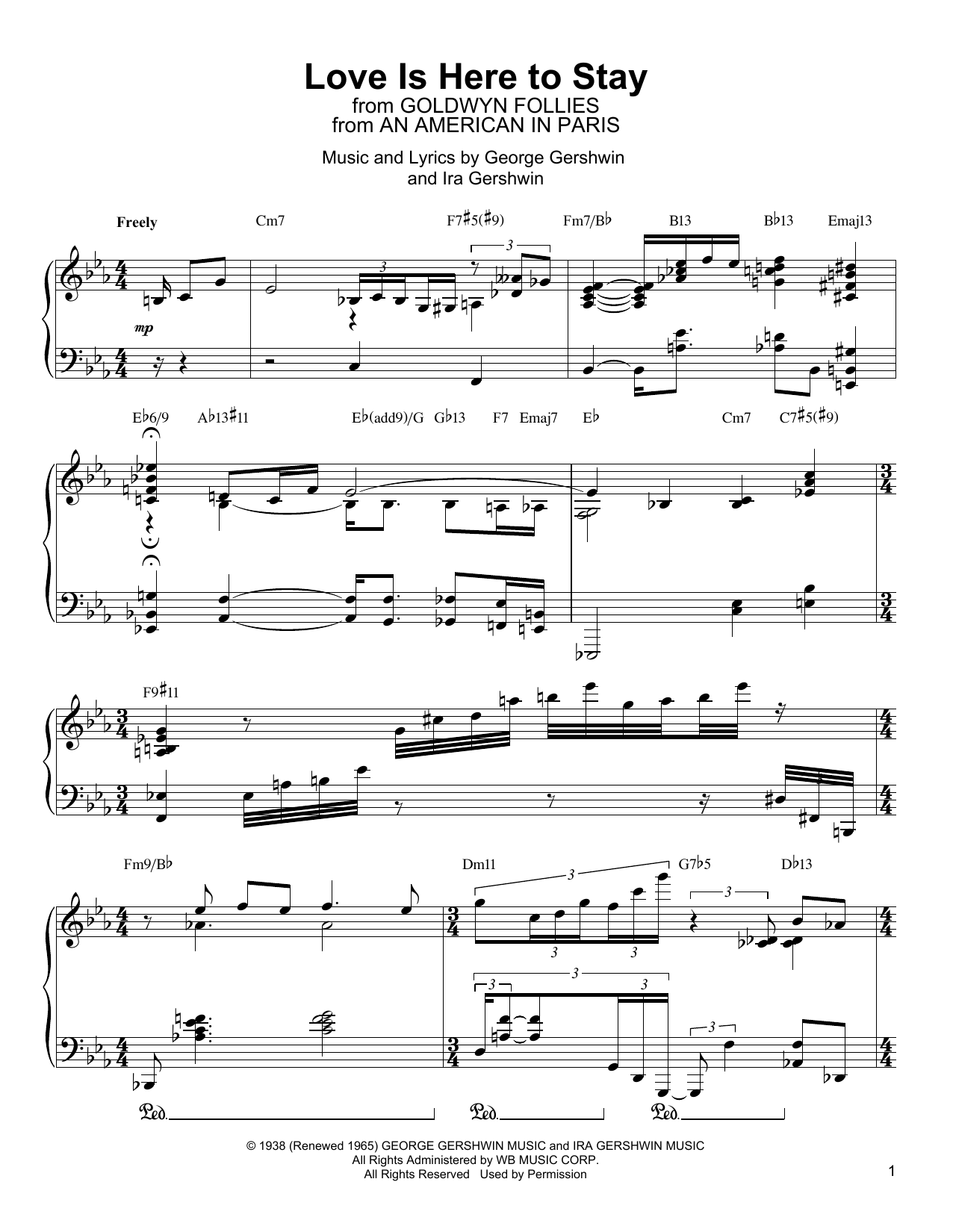 Oscar Peterson Love Is Here To Stay sheet music notes and chords arranged for Piano Transcription
