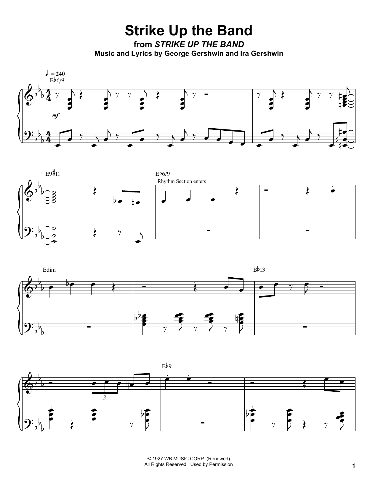 Oscar Peterson Strike Up The Band sheet music notes and chords arranged for Piano Transcription