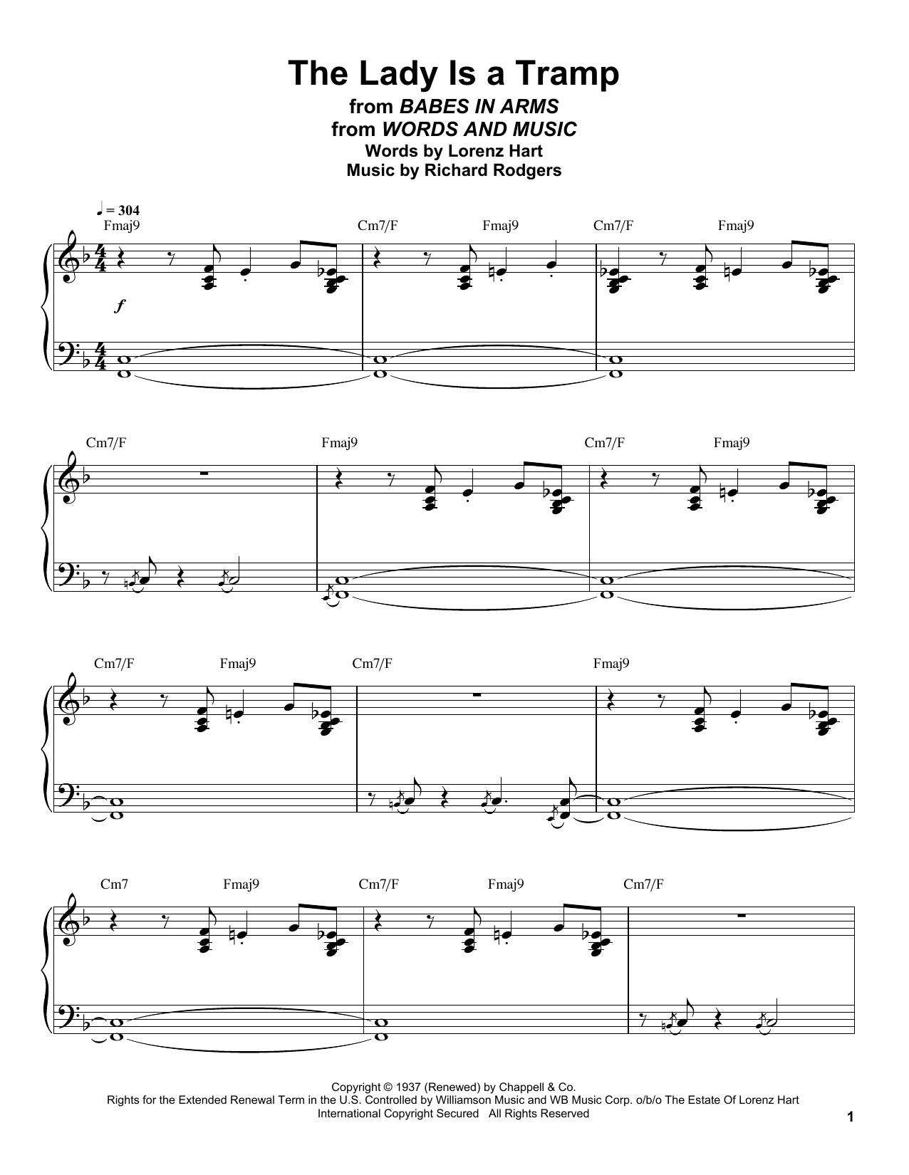 Oscar Peterson The Lady Is A Tramp sheet music notes and chords arranged for Piano Transcription