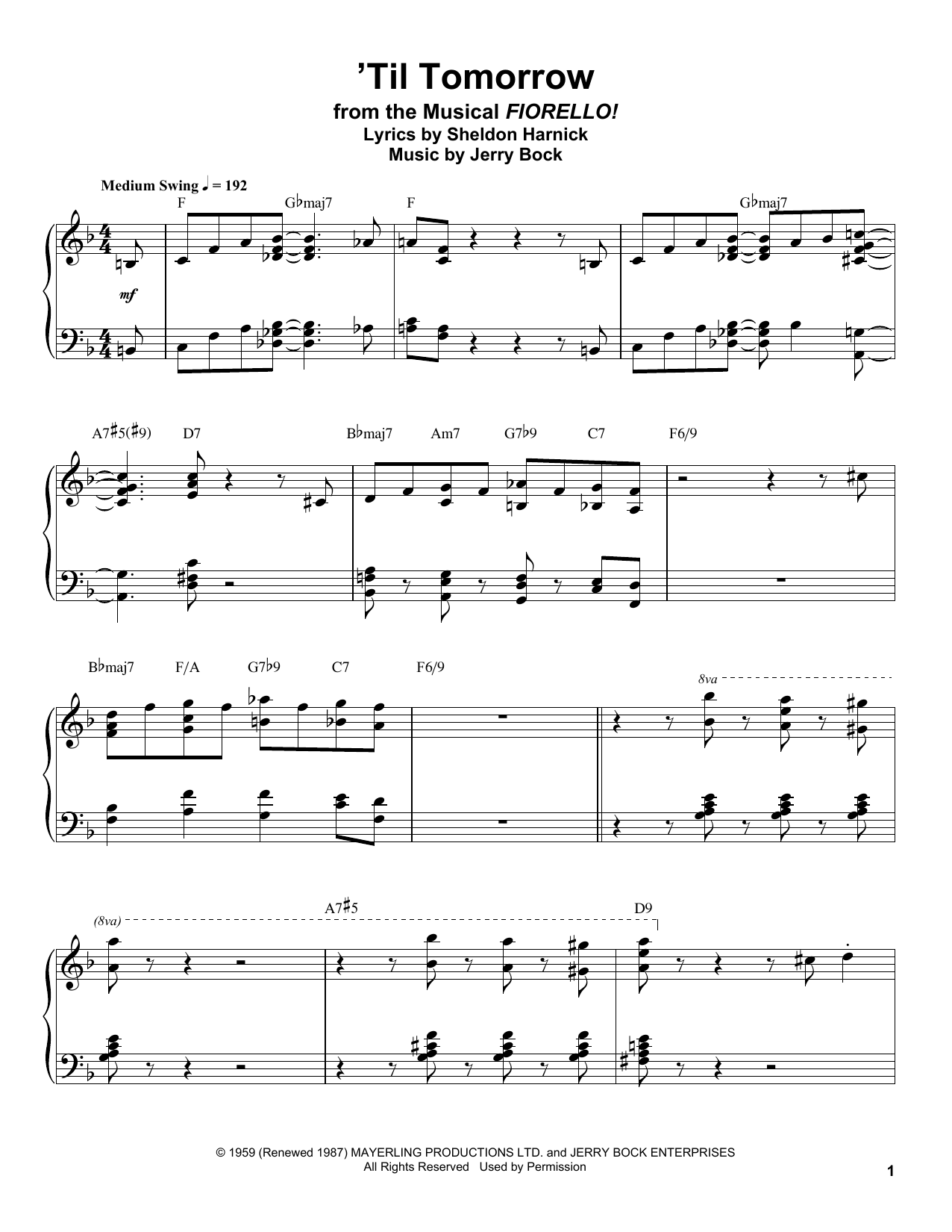 Oscar Peterson 'Til Tomorrow sheet music notes and chords arranged for Piano Transcription