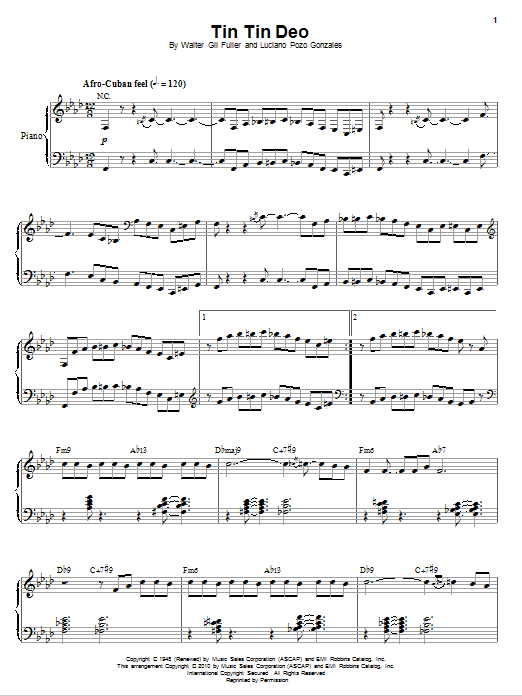 Oscar Peterson Tin Tin Deo sheet music notes and chords arranged for Piano & Vocal