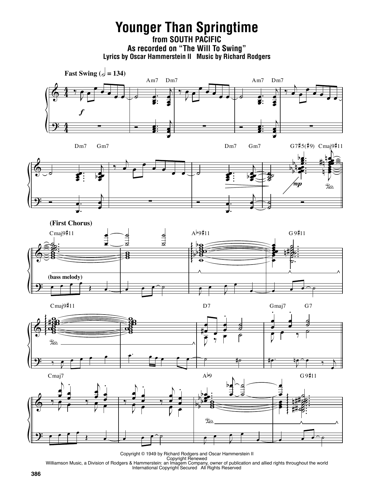 Oscar Peterson Younger Than Springtime sheet music notes and chords arranged for Piano Transcription