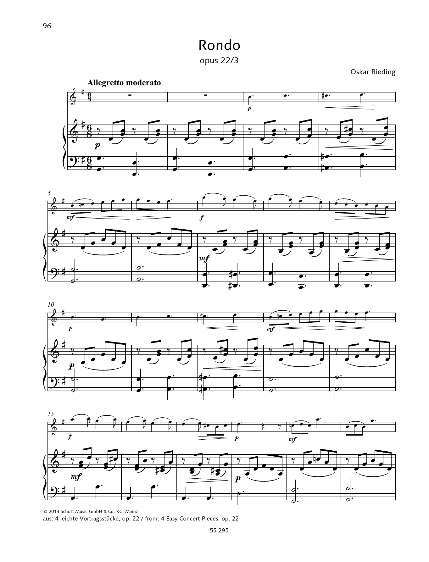 Oskar Rieding Rondo sheet music notes and chords arranged for String Solo