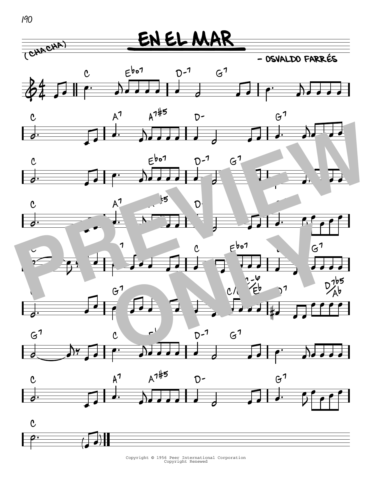 Osvaldo Farres En El Mar sheet music notes and chords arranged for Real Book – Melody & Chords