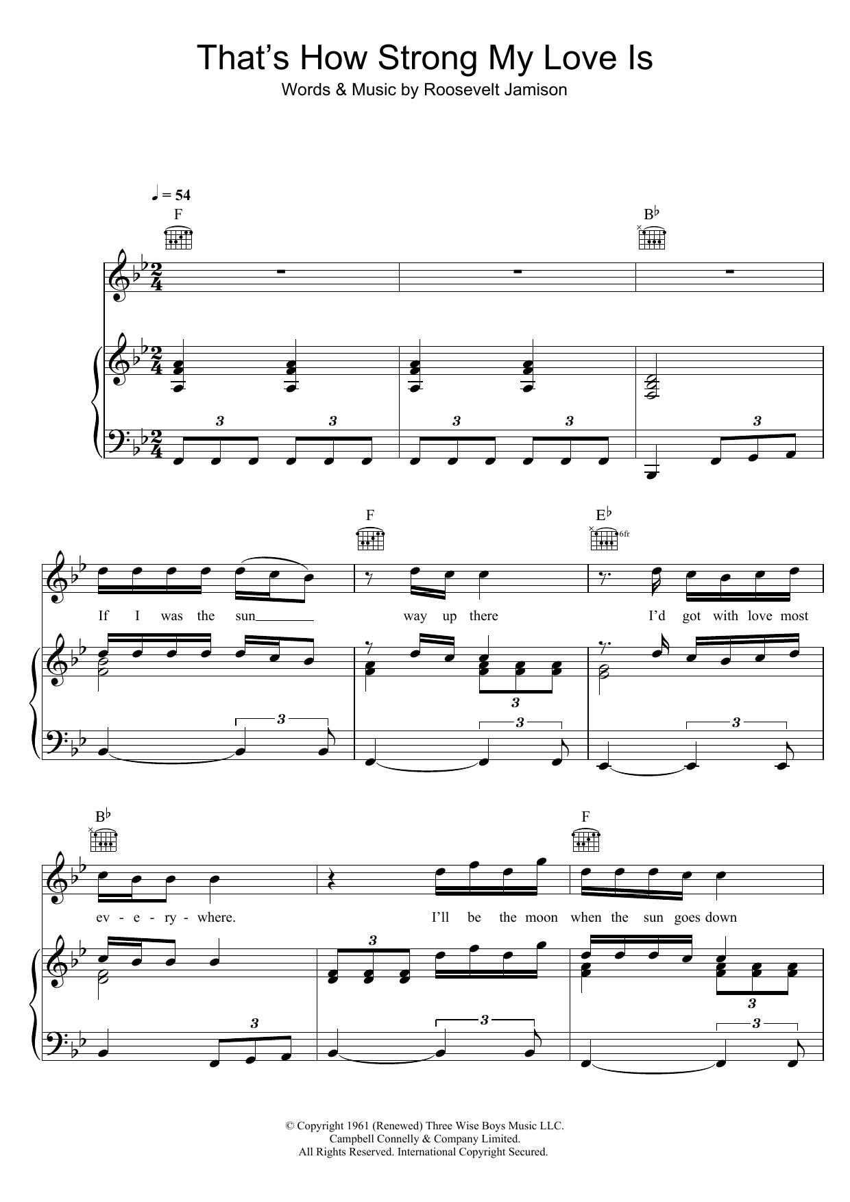 Otis Redding That's How Strong My Love Is sheet music notes and chords arranged for Piano, Vocal & Guitar Chords