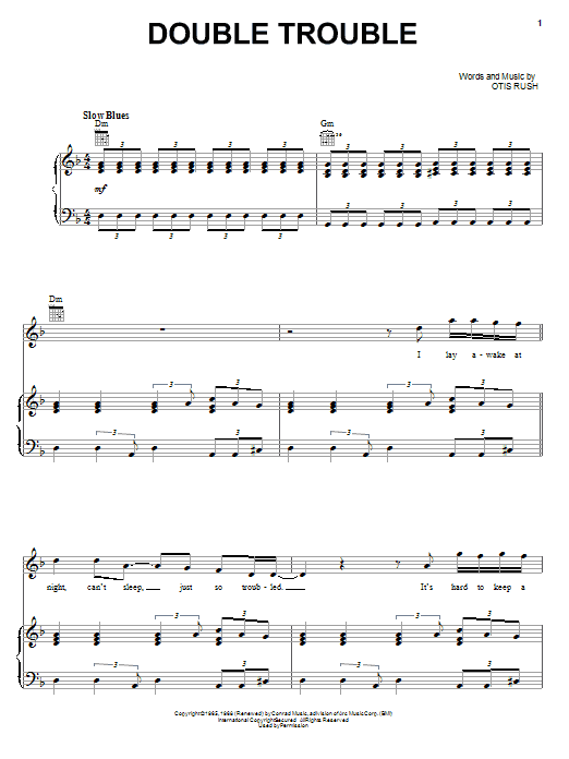 Otis Rush Double Trouble sheet music notes and chords arranged for Piano, Vocal & Guitar Chords (Right-Hand Melody)