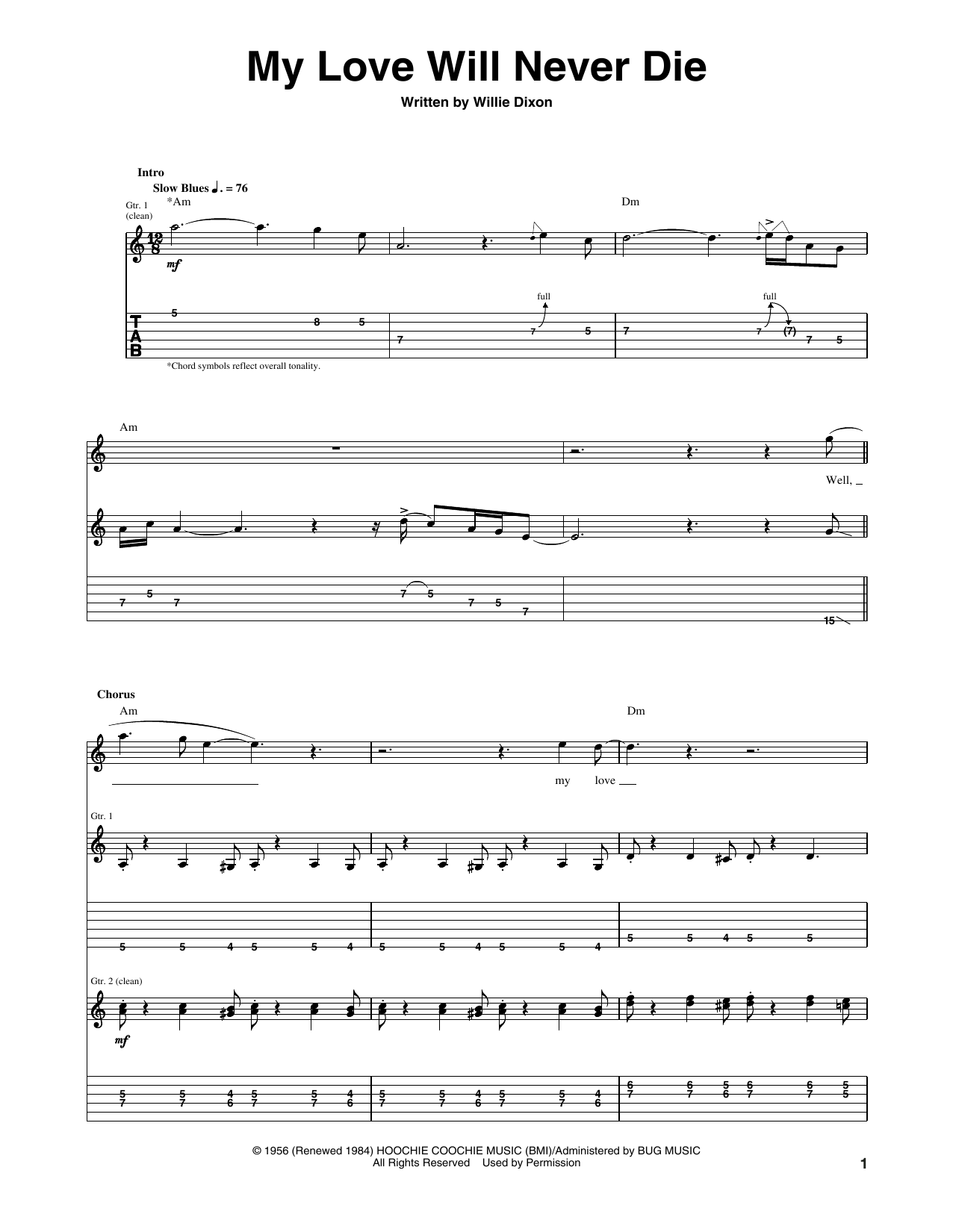 Otis Rush My Love Will Never Die sheet music notes and chords arranged for Guitar Tab