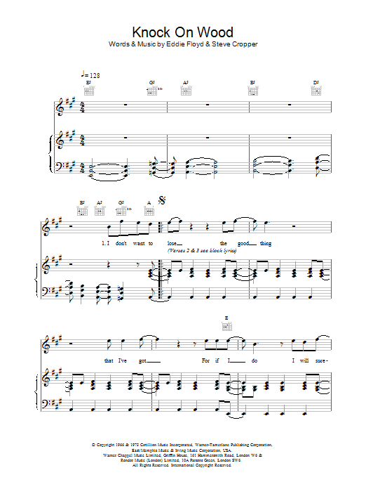 Otis Redding Knock On Wood sheet music notes and chords. Download Printable PDF.