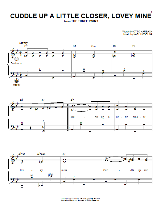 Otto Harbach Cuddle Up A Little Closer, Lovey Mine (arr. Gary Meisner) sheet music notes and chords arranged for Accordion