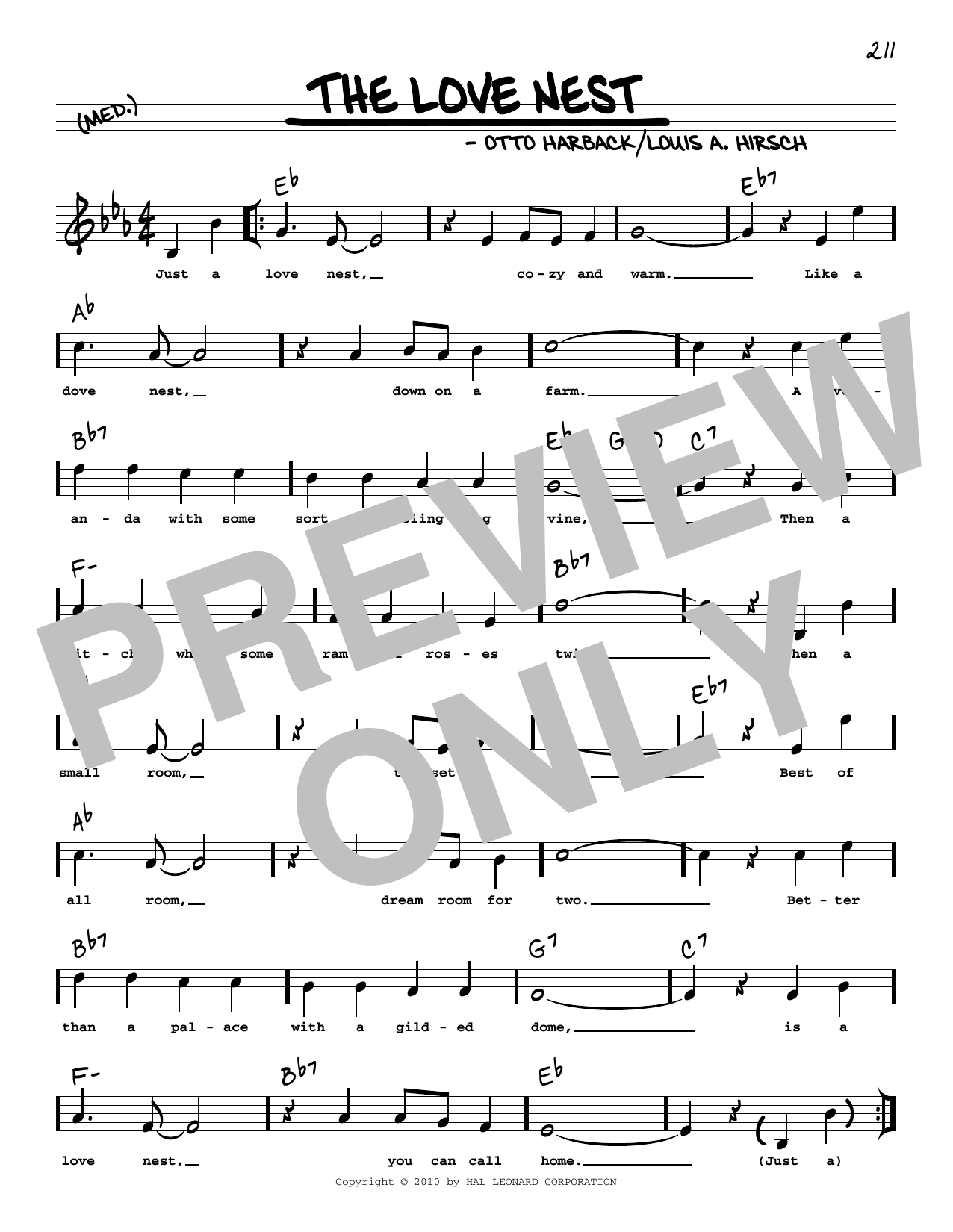 Otto Harbach The Love Nest (arr. Robert Rawlins) sheet music notes and chords arranged for Real Book – Melody, Lyrics & Chords