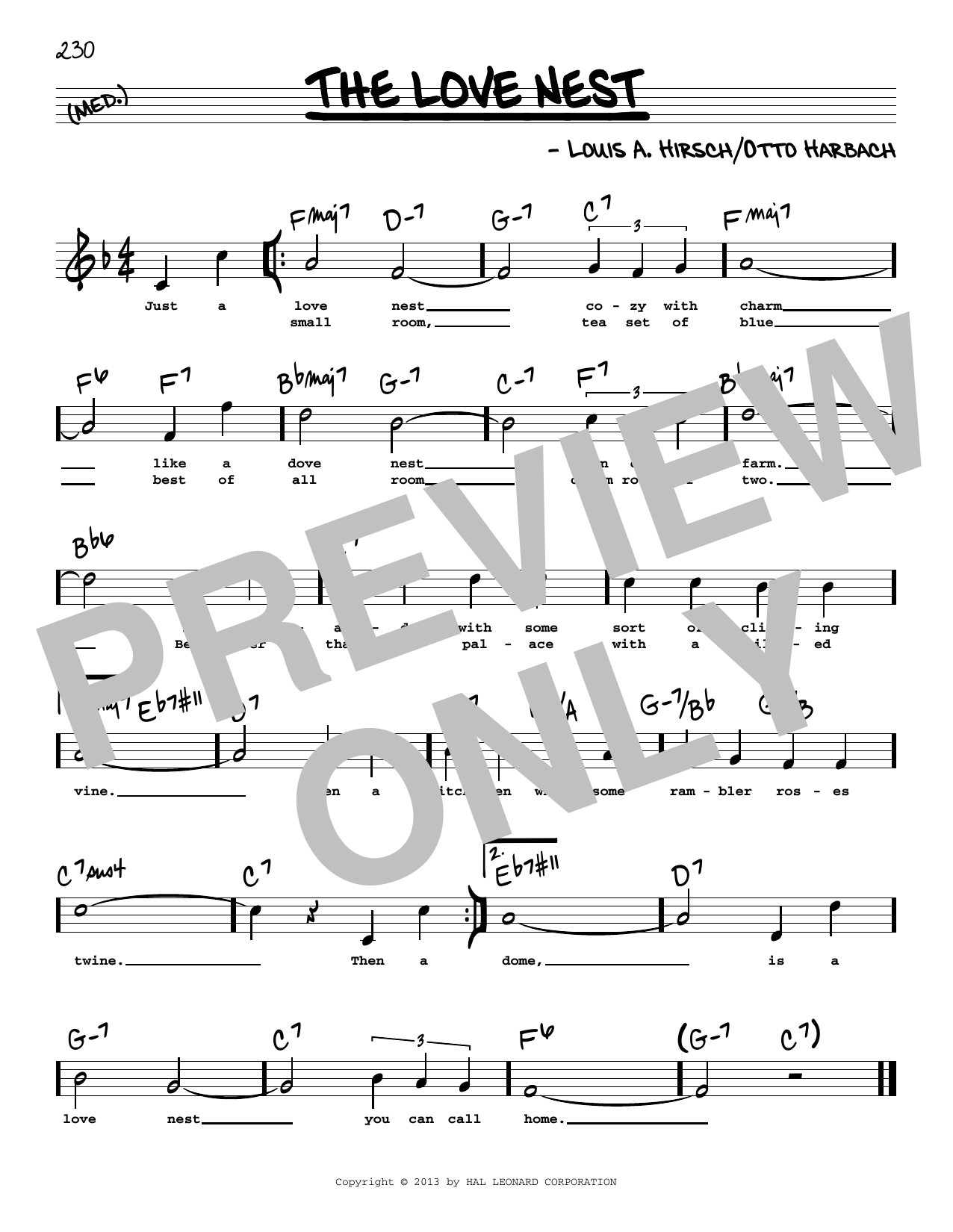 Otto Harbach The Love Nest (High Voice) sheet music notes and chords arranged for Real Book – Melody, Lyrics & Chords