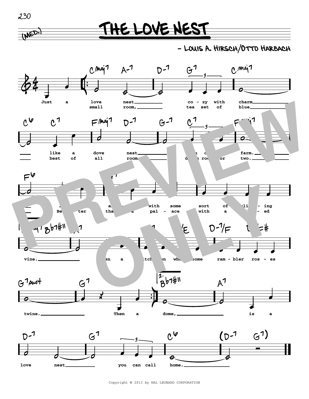 Otto Harbach The Love Nest (Low Voice) sheet music notes and chords arranged for Real Book – Melody, Lyrics & Chords