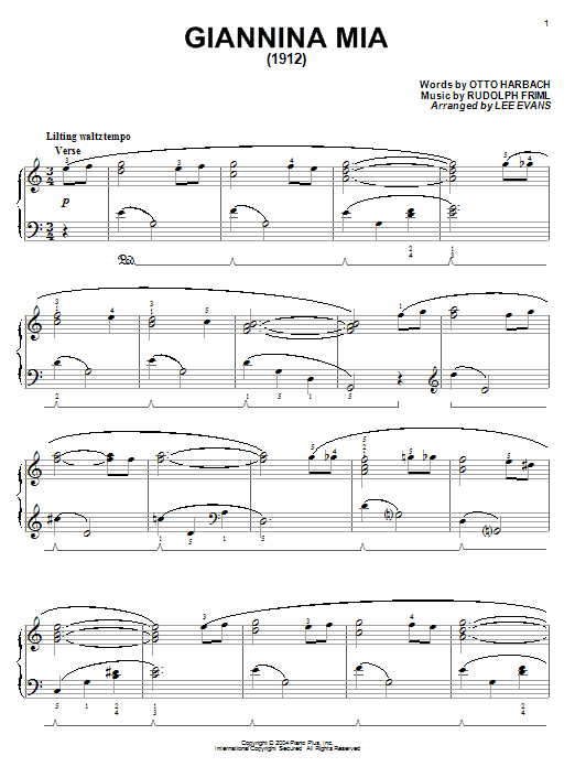 Otto Harbach Giannina Mia sheet music notes and chords. Download Printable PDF.